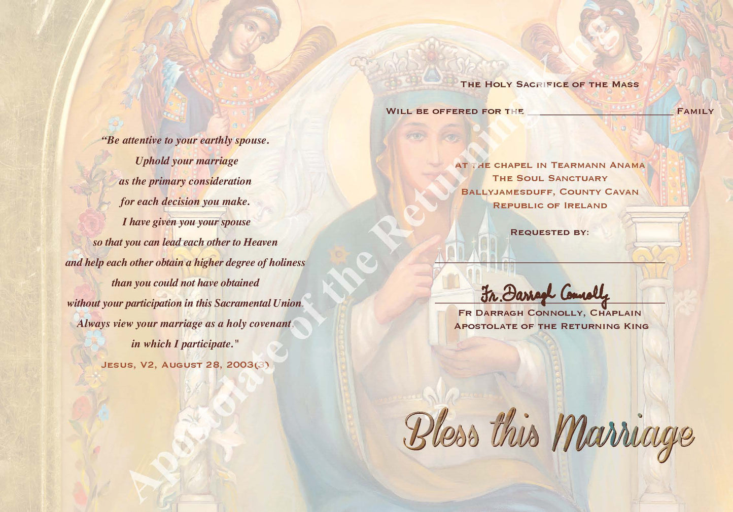 Bless This Marriage Mass Card